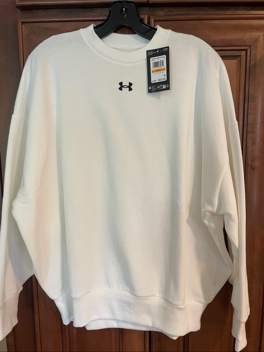 Under Armour Women’s White Crewneck Sweatshirt with Black Logo